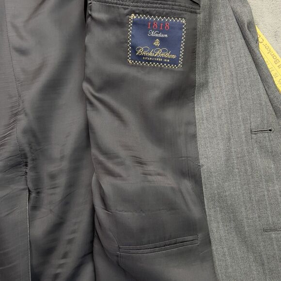 Brooks Brothers Madison Saxxon Blazer Mens Size 44L Gray Pinstripes USA - Picture 9 of 11